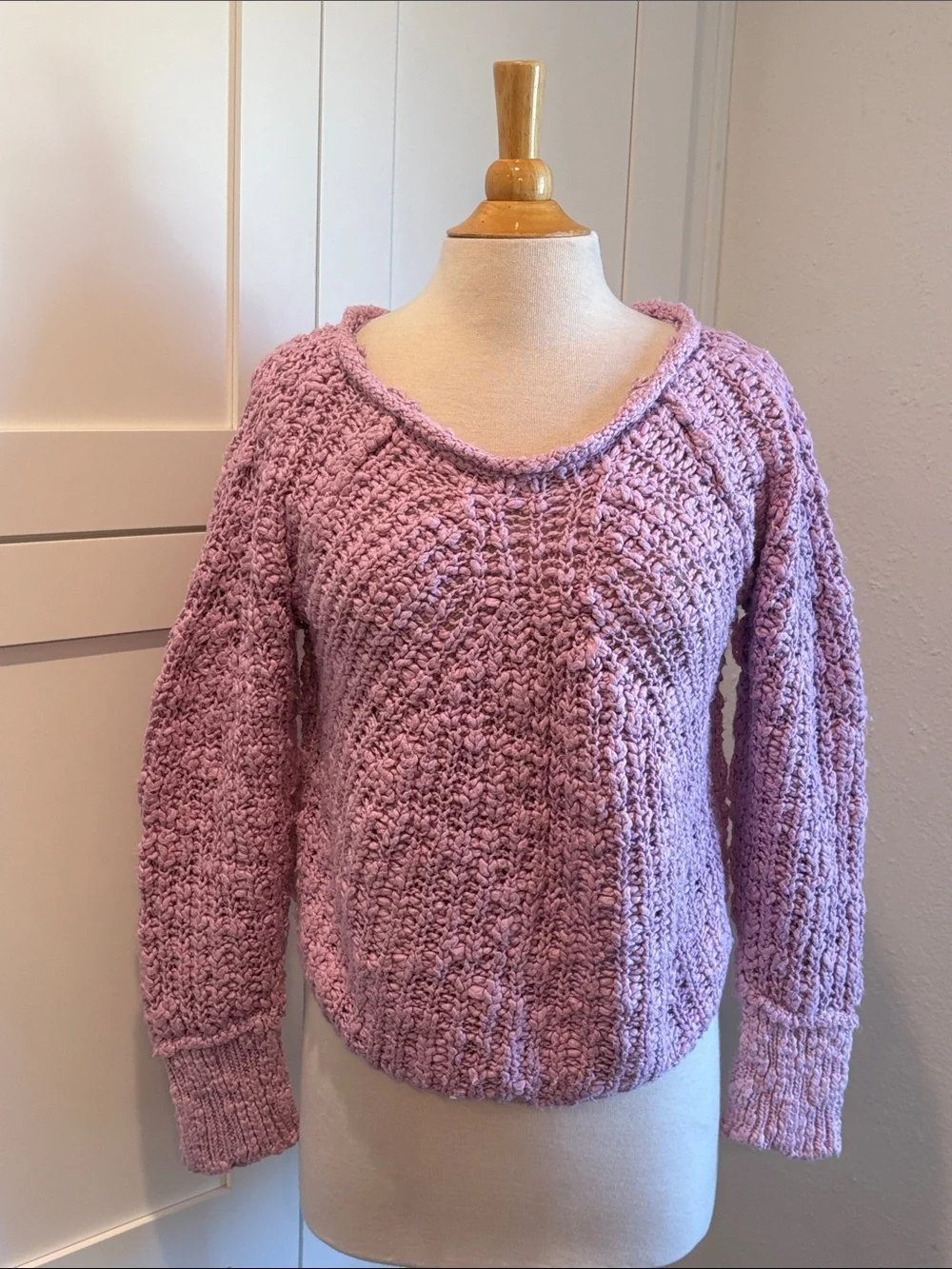 Free People In A Swirl Lilac Boutique Open-Knit Pullover Size XS
